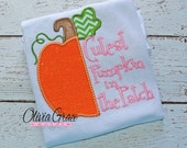 Cutest Pumpkin in the Patch, girls or boys Hallowwen Fall Embroidered Applique Shirt or Bodysuit Il_170x135