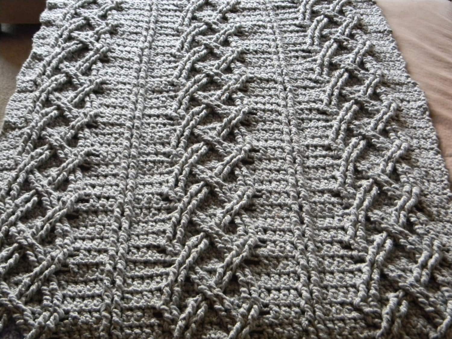Big Chunky Cable Crochet Blanket Pattern Only by LuckyHanks
