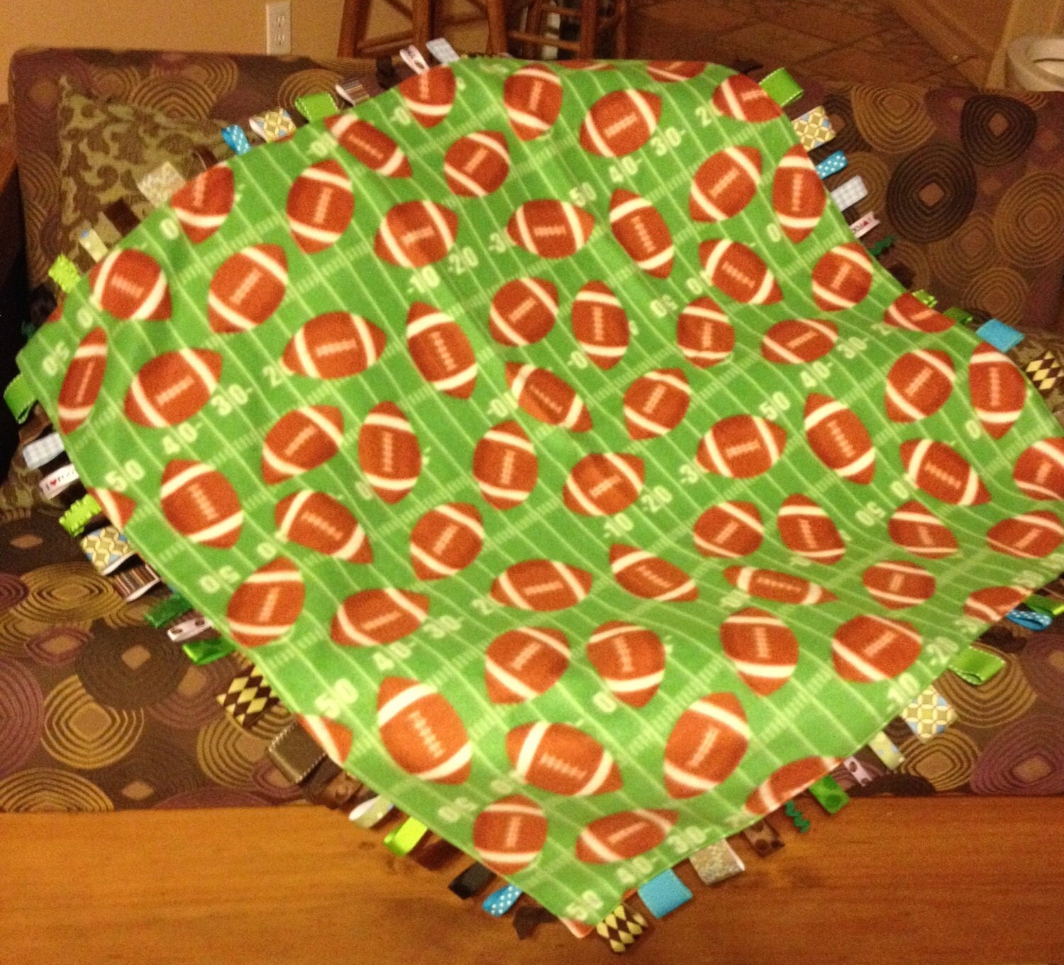 Football Fleece Blanket with ribbon edge. 35 x 34 by dmbrohm