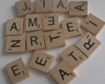 Wooden Scrabble Tiles from game 100 Pieces