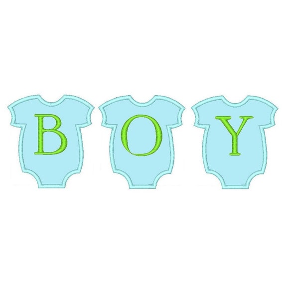 Baby boy applique embroidery design. B O Y spelt by Embroidalot