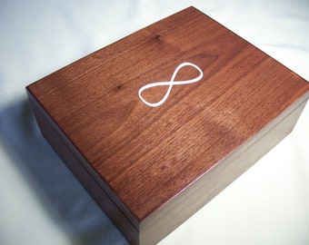 Wooden Jewelry Box Walnut Infinity Design Inlay