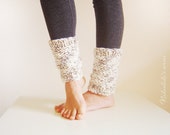 Womens Leg Warmers. Knitted Leg Warmers - Women Yoga Socks - White Melange