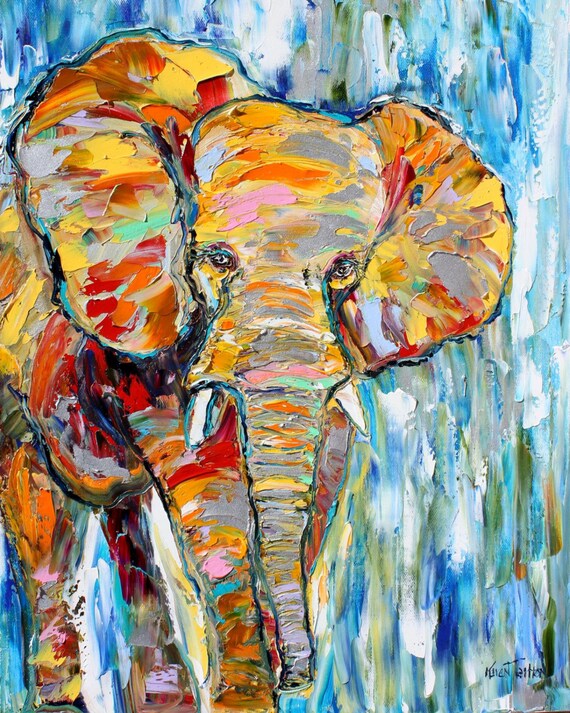 Fine art Print 16 x 20 from oil painting The Elephant - Prints by Karen Tarlton