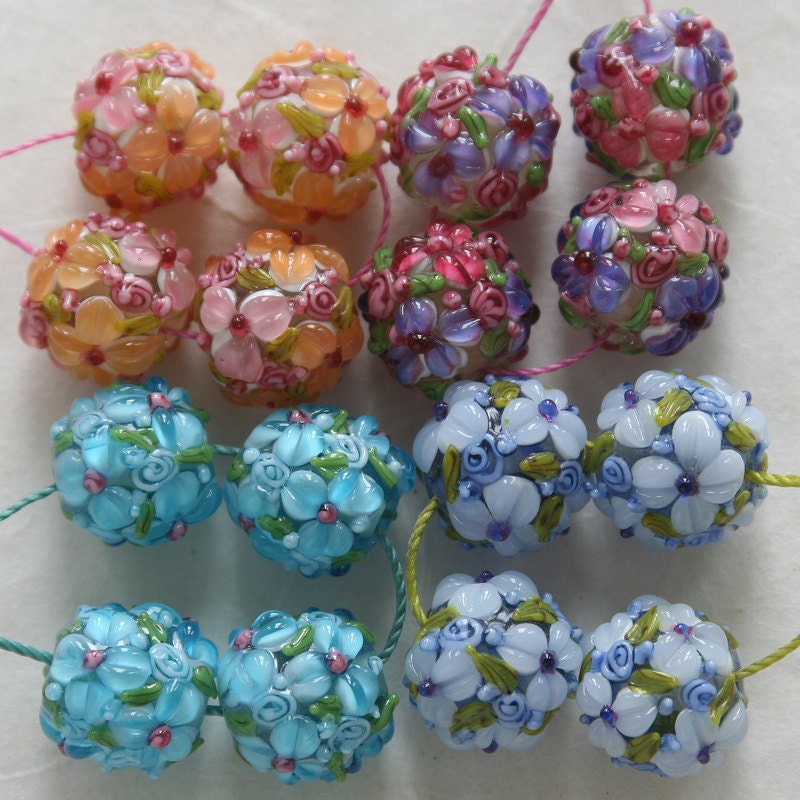 Lampwork Glass Flower Beads Jewelry Making Supply Beads