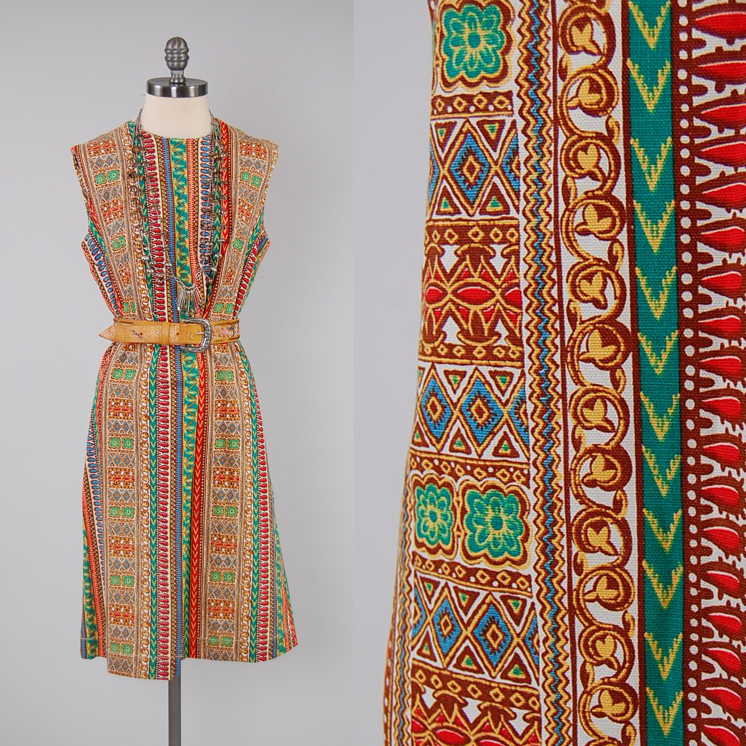 Vintage 60s cotton DASHIKI print shift dress by digvintageclothing