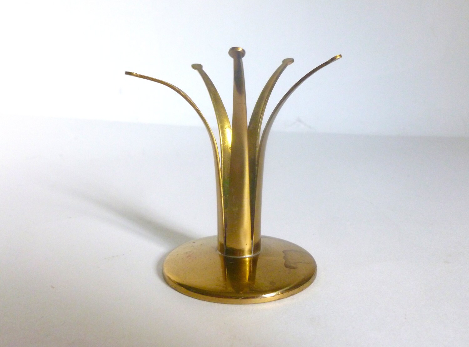 Mid Century Swedish Brass Crown Candle Holder for a 3/4