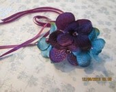 Ballet bun holder - Purple and Turquoise  flower bun wrap - Floral bun holder - Ballet hair flower