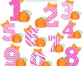 Pink Pumpkin Numbers Cute Digital Clipart - Commercial Use OK - Halloween Graphics, Halloween Clipart, Pumpkin Number Graphics Il_170x135