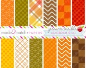 Gobblers Cute Digital Papers Backgrounds -Commercial Use Ok - Thanksgiving Digital Papers, Autumn Seasonal Backgrounds Il_170x135