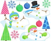Melting Snowmen Cute Digital Christmas Clipart - Commercial Use OK - Christmas Graphics - Melted Snowman Clipart Il_170x135