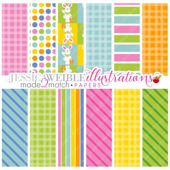 Hippity Hoppity Easter Cute Digital Papers - Commercial Use OK - Easter Digital Backgrounds, Easter Papers, Easter Patterns Il_570xn