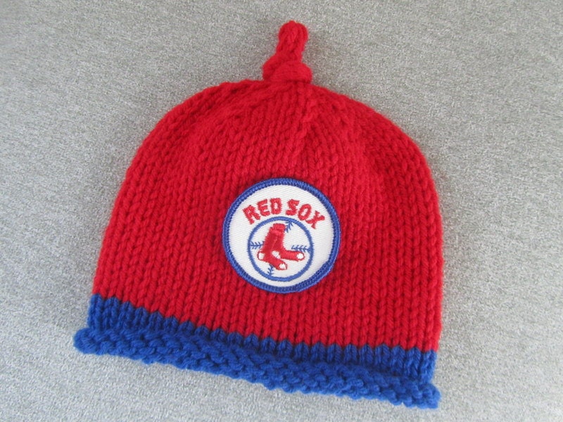 BOSTON RED SOX Hand Knit Baby Hat Boston Baby Hat Hand