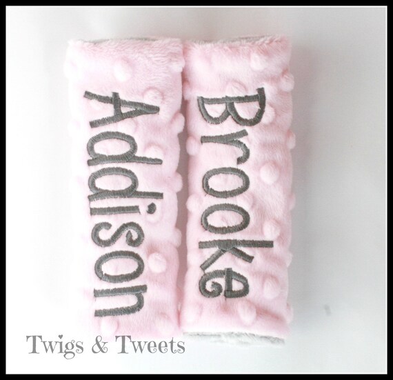 strap covers for car baby seat Pink monogram CHOOSE Car  seat Strap car Baby Seat YOU COLORS Covers