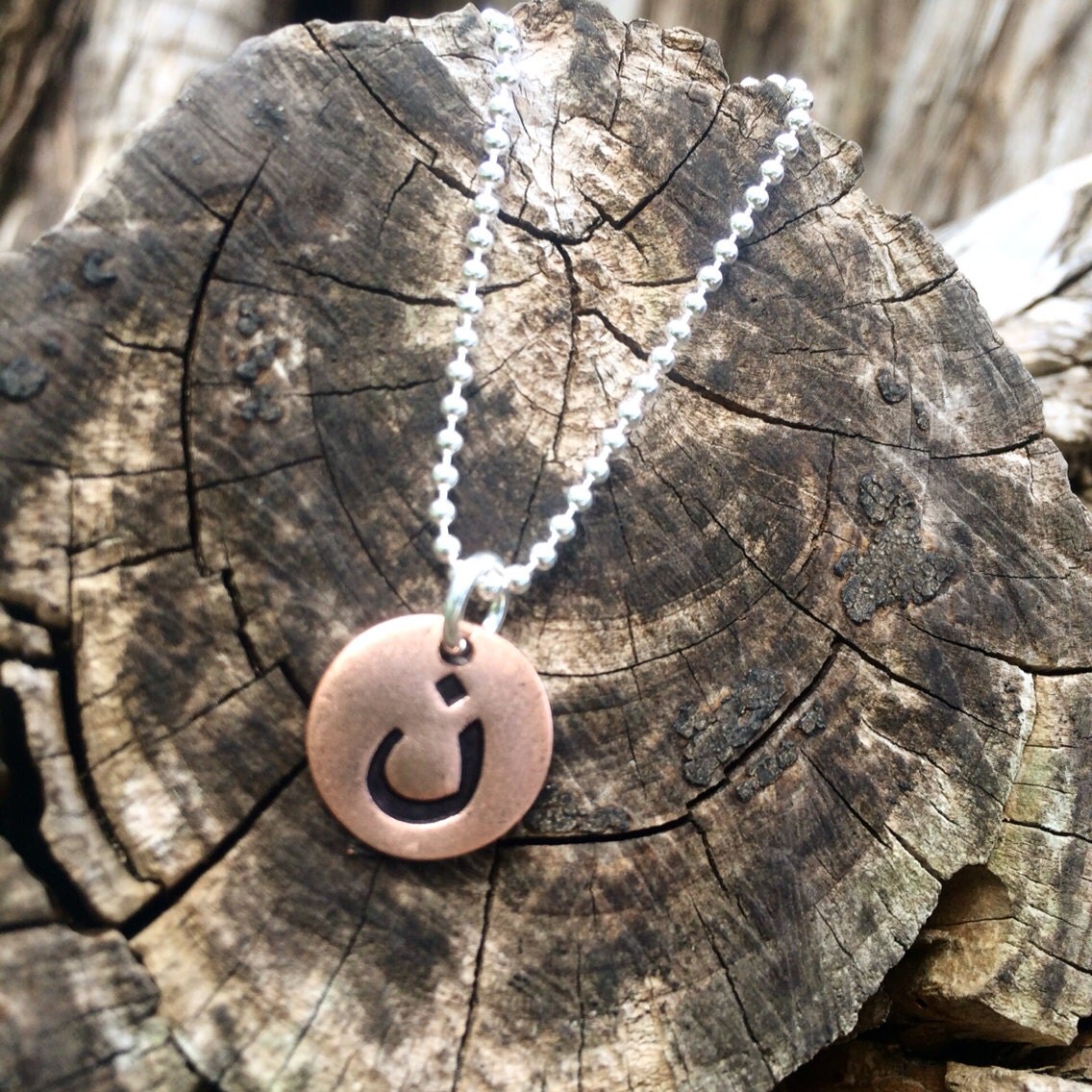 Hand stamped Arabic letter N-Nasrani-Arabic by FunkyFishJewelry