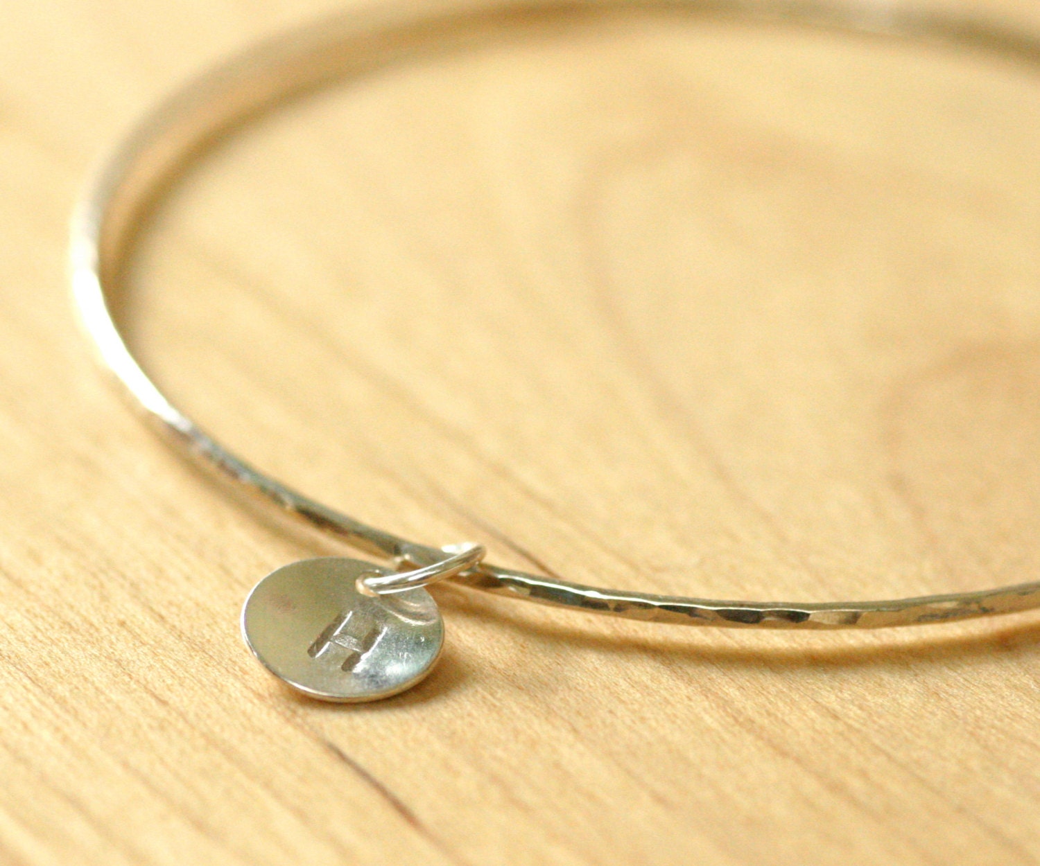 Sterling silver bangle bracelet personalized by ILoveHoneyWillow