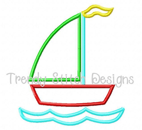 Sailboat 2 Applique Design Machine by trendystitchdesigns on Etsy