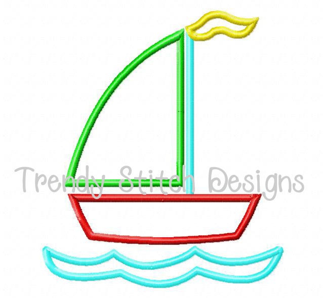 Sailboat 2 Applique Design Machine Embroidery INSTANT ...