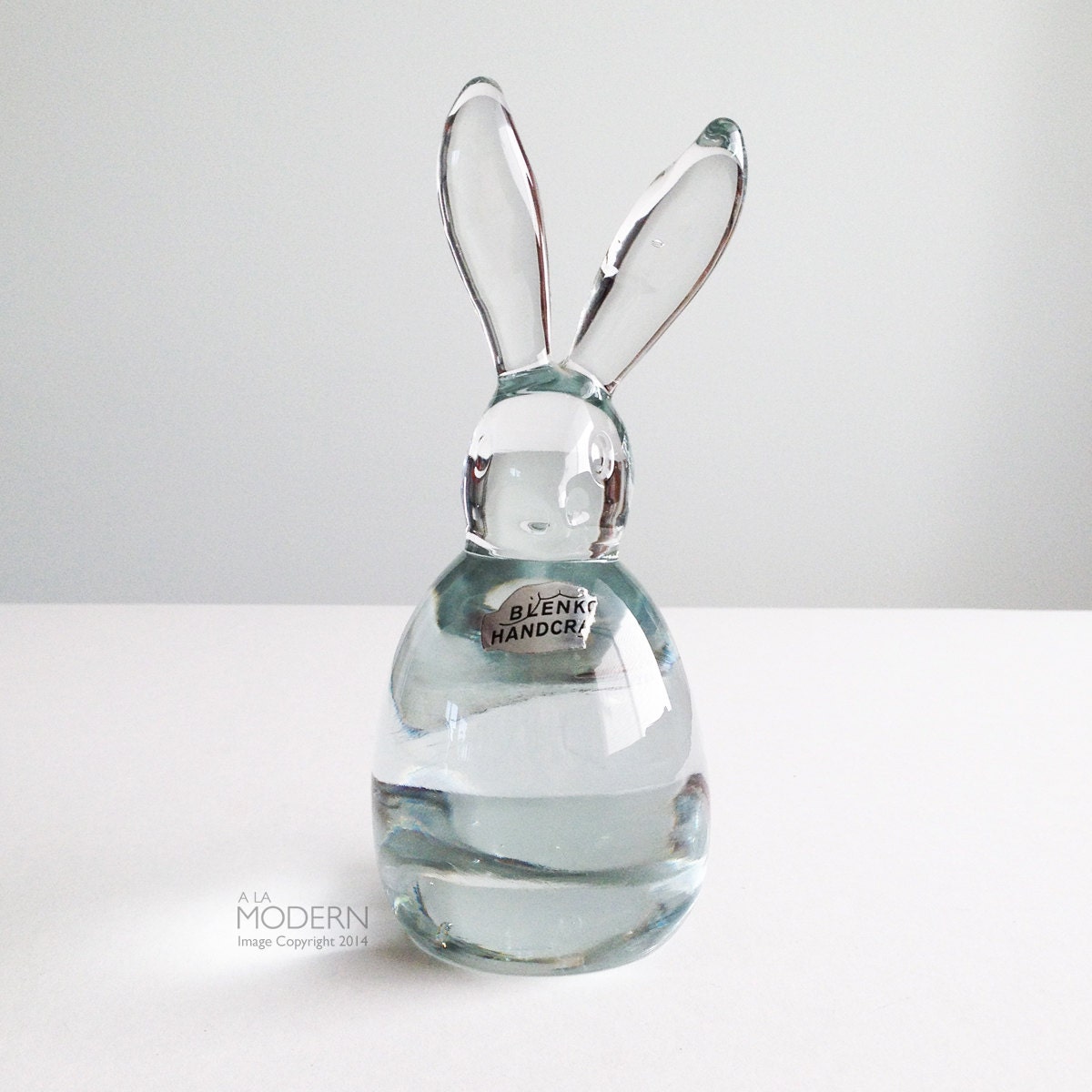 clear glass rabbit figurine