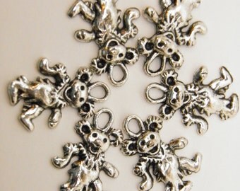25 Pewter Dancing Bear Charms Silver Finish Hippie Charms Deadhead Jerry Garcia Grateful Dead Jewelry Beads USA Lead Free Pewter