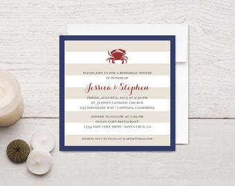 Nautical Rehearsal Dinner Invitations, Crab or Lobster