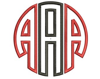 Applique Embroidery Fonts - Circle Monogram Applique Font - 3 Sizes - Instant Download