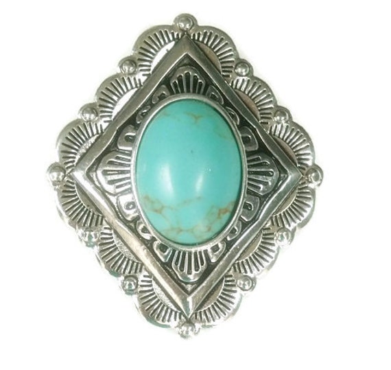 Turquoise Concho Pendant Clip On Interchangeable Magnetic