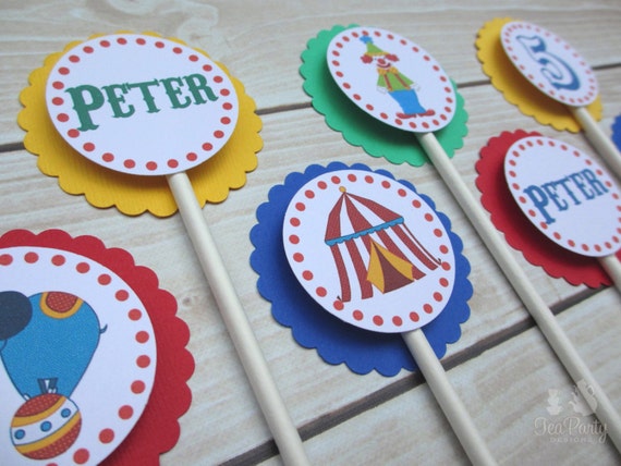 Circus Party Custom Cupcake Toppers - Under the Big Top Collection from Tea Party Designs Il_570xn