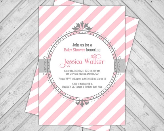 pink baby shower invitations girl printable by WillowLaneEvents
