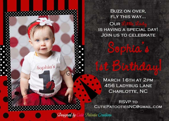 Ladybug Birthday Invitation, Printable Party Invitations Il_570xn