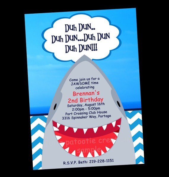 Shark Invitation Wording 1