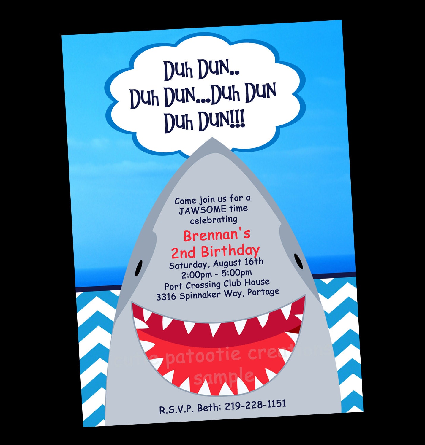 Shark Birthday Party Invitations 6