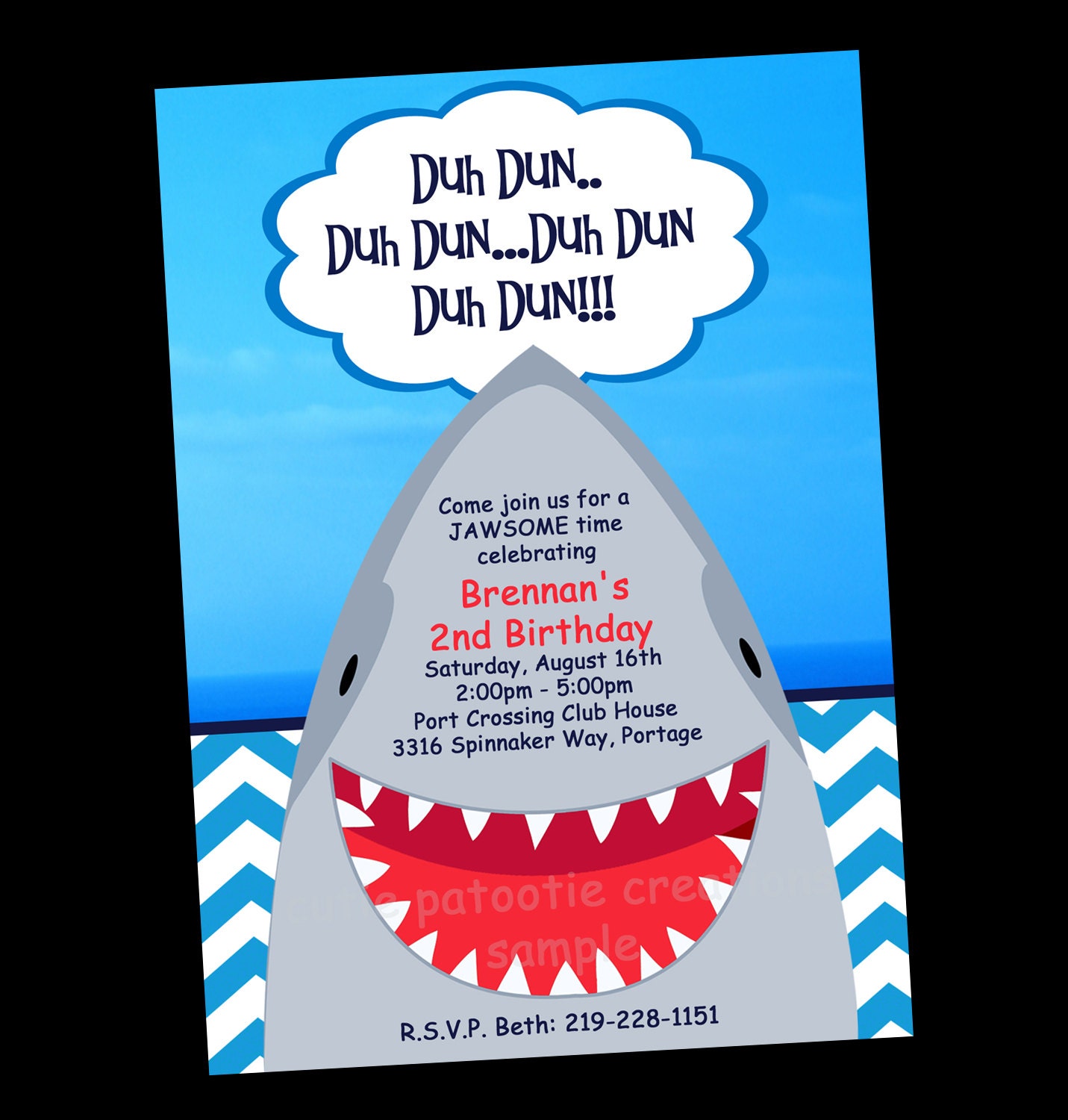 Shark Birthday Invitation Printable Party Invite By OneWhimsyChick
