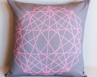 Geometric decorative pillow cover, cushion cover, eco friendly organic cotton throw cushion 16x16 geo print 02