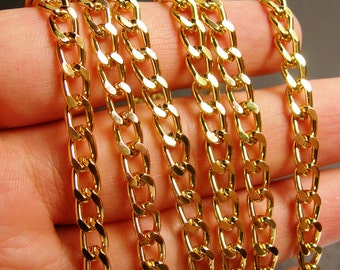 Gold chain - gold curb chain - 1 meter - 3.3 feet - aluminum chain - NTAC73