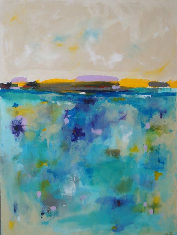 Items similar to Large Colorful Abstract Landscape Original Acrylic