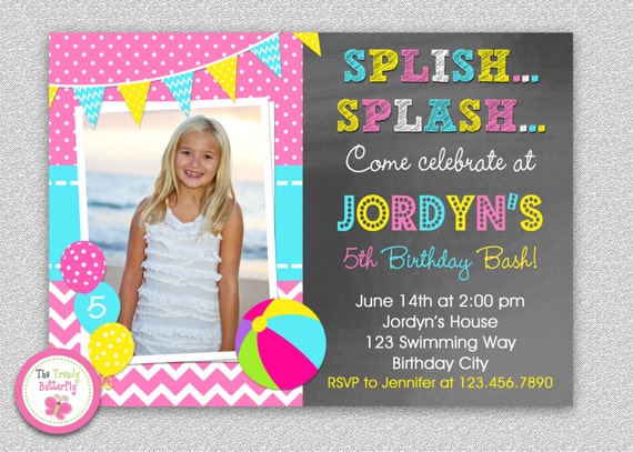 Pool Party Birthday Invitation - Pool Party Invitations Il_570xn