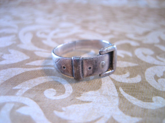 Vintage Sterling Silver Belt Buckle Band Ring
