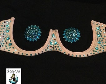 Custom rhinestone underbust underbra Burlesque