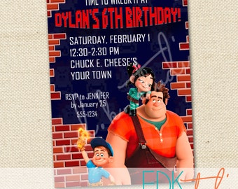 Wreck It Ralph Invitation Vanellope Fix It Felix Birthday Invite