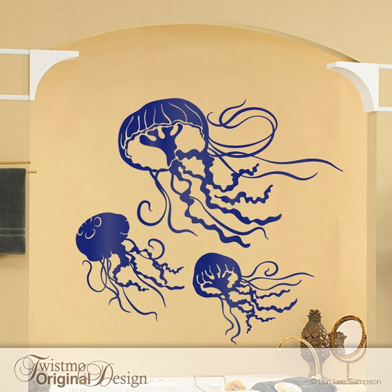 3 Jellyfish Decals Bathroom Wall Decor Under the Sea Room
