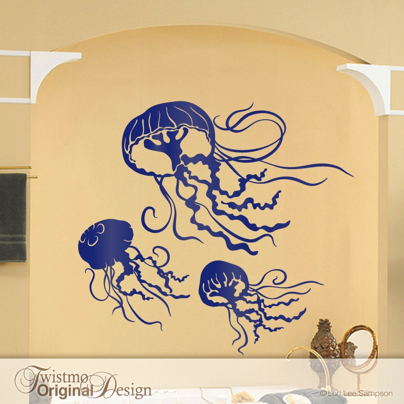 3 Jellyfish Decals Bathroom Wall Decor Under the Sea Room