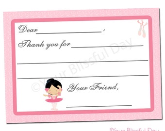 PRINTABLE Ballerina Fill-in-the-Blank Thank You Cards (Character of your choice) #503