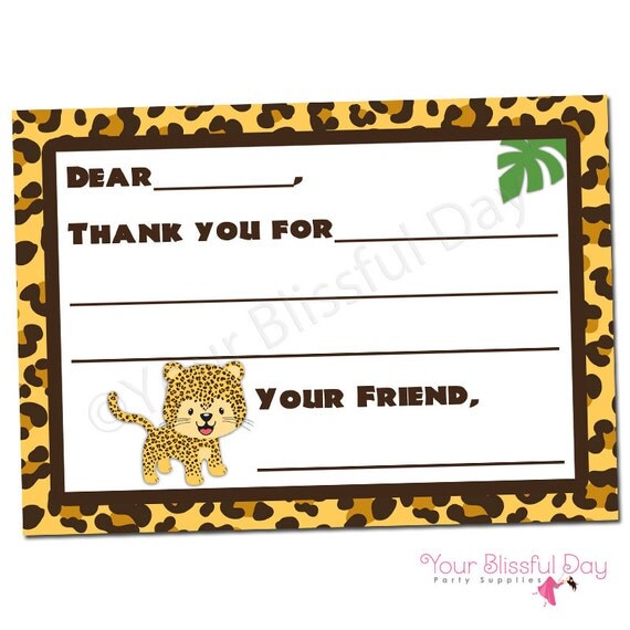 PRINTABLE Leopard Fill-in-the-Blank Thank You Cards (Boy or Girl) Il_570xn