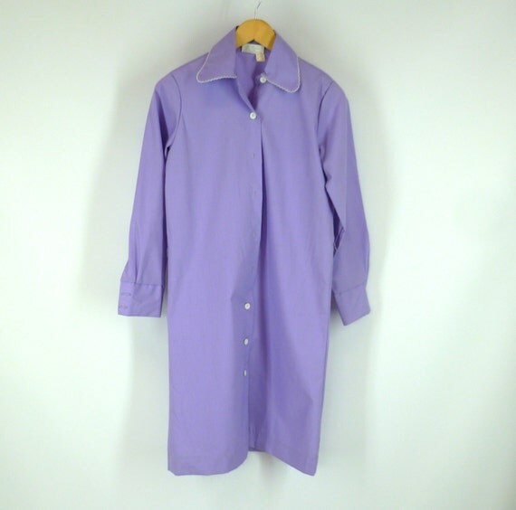 Items similar to Lavender Shirt Dress, Wide Collar, Vintage 1970s, Size