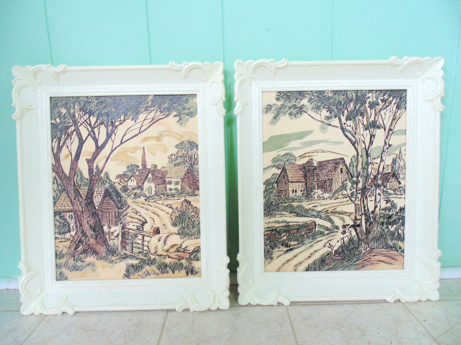 RUSTIC COUNTRY PRINTS village and farm 2 by OurVintageHouse