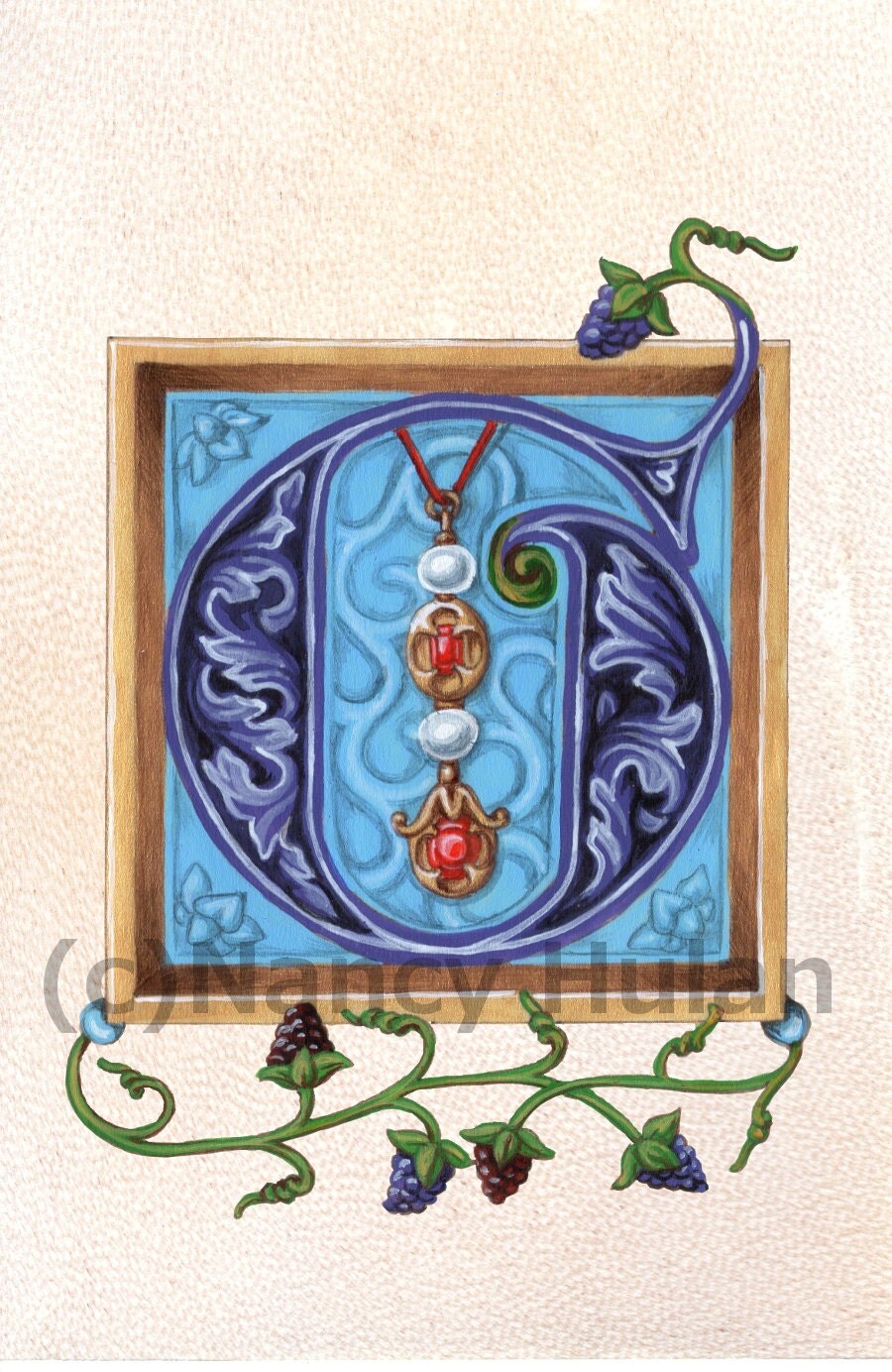 Medieval Illuminated Letter G Alphabet Letter G Painted