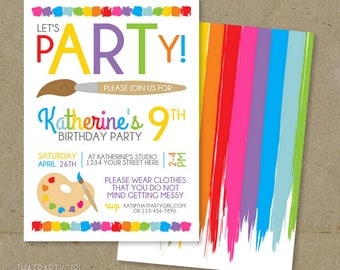 Art Party Invitation, Art Birthday Invitation, Art Party Invite, Paint Party Invite, Paint Party Invitations, Paint Birthday, Art Birthday