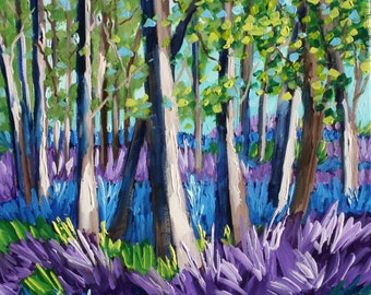 Art, Original Oil Painting, Landscape Art, The Forest with Lavender Trees, Oil Painting on Canvas by Rebecca Beal