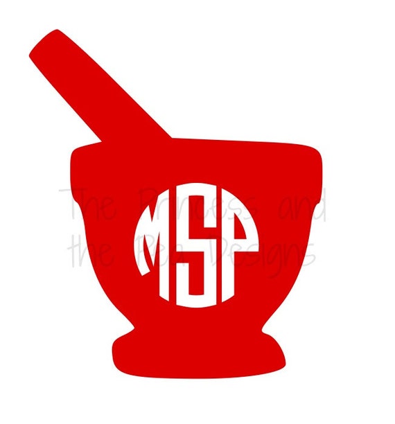 Personalized Custom Mortar and Pestle Vinyl Monogram Decal